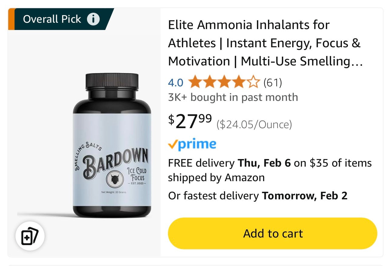 Bardown on Amazon, marked Overall Pick with a 4.0-star rating before Amazon pulled smelling salts